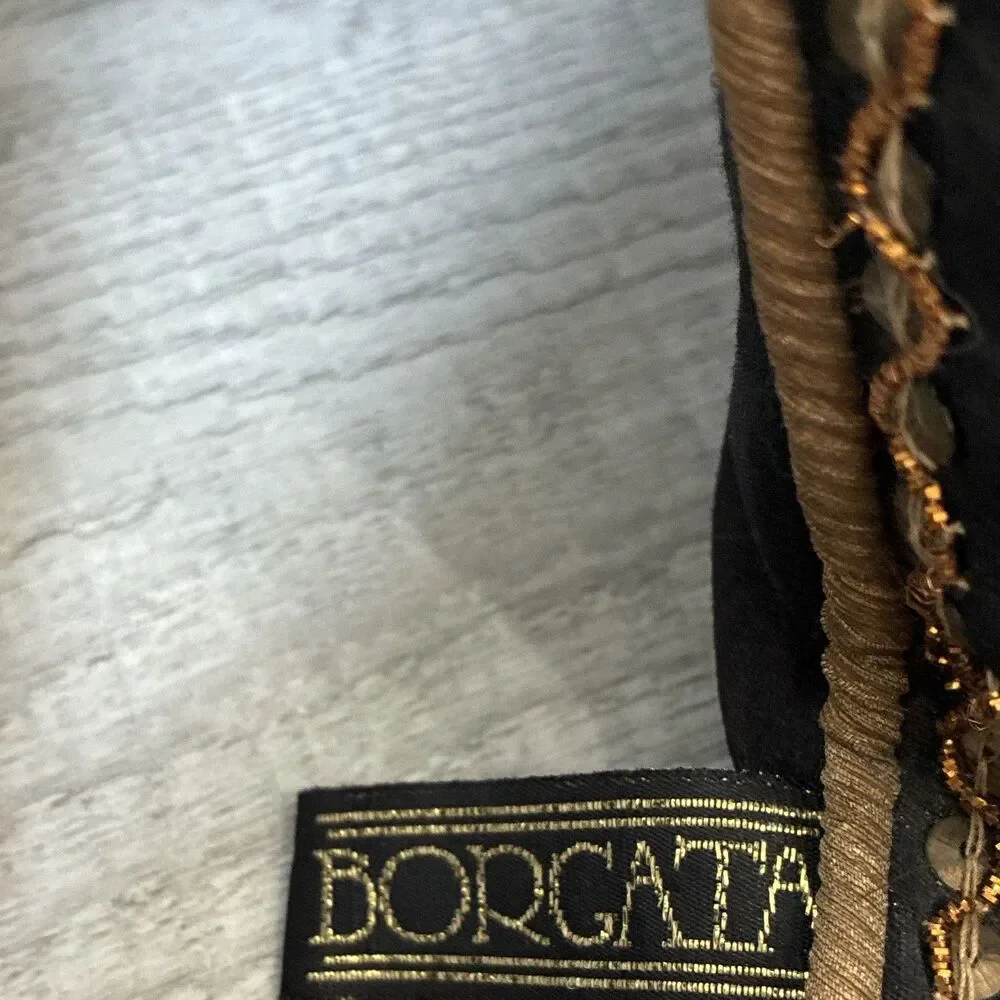 Borgata Black/Gold Geometric Embroidered Square Decorative Pillow Tassels